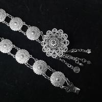 ราคา Vintage jewelry antique jewelry set Isaan flower belt Lanna Thai series antique silver gold buckle (20952826613)