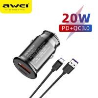 ราคา Awei C 706 Mini Car Phone Charger 20W Quick Charge 4 0 3 0 2 พอร์ต USB A Type C Car Fast Charger สำหรับ iPhone Xiao Mi Huawei Samsung supercharge Scp (7826041222)