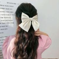 ราคา Korean Fashion Womens Large White Bow Hair Clip 2023 New Elegant hair Clamp Hair Accessories (20294490966)