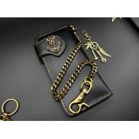 ราคา กระเป๋าสตางค์หนังแท้ โซ่ทองเหลืองแท้ กระเป๋าใบยาว กระเป๋าวินเทจ หนังวัวแท้ สีดำ โซ่ทองเหลืองแท้ พวงกุญแจ 01 (1890438709)