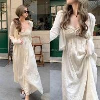 ราคา Creamy set 590 ฟรีส่ง set 2 pcs เดรสสายเดี่ยว ตัวยาว ผ้าฉลุลูกไม้ อกทอไหมพรม สายปรับได้ งานมีซับในอย่างดี โทนสีครีมละมุน มาพร้อมเสื้อคลุมแขนยาวผ้าร่องโทนสีขาวนวล เซ็ตนี้สไตล์สาวหวานน่ารักน่ามองสุดๆค่า