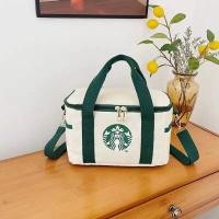 ราคา Starbucks Square Tote Bag กระเป๋าสะพายข้างความจุขนาดใหญ่ (20401209383)