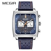 ราคา MEGIR นาฬิกาผู้ชายหนังแท้นาฬิกาควอตซ์จับเวลามัลติฟังก์ชัน (20742411379)