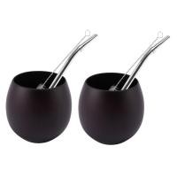 ราคา 2X Wooden Yerba Gourd Mate Tea Set Handmade Natural Wood Coffee Mate Cup with Spoon Straw Bombilla Brush 200ML Deep (16711172539)
