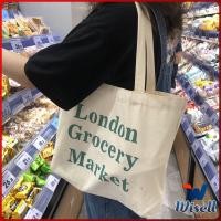 ราคา Wisell กระเป๋า ผ้าแคนวาสแฟชั่นสไตล์ เกาหลี สกรีน อักษร canvas bag (19842455467)