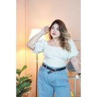 ราคา plus size ครอปพลอยใสแขนตุ๊กตา สำหรับสาวอวบ สมอคหลัง เชือกมินิโบว์กลางอกผูกได้2แบบ ผ้าฝ้าย (19467660232)