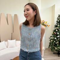 ราคา SLAY Lyla Tweet Chanel Top เสื้อผ้าทวีตชาแนล ซับในทั้งตัว เฉพาะเสื้อ (21046474077)