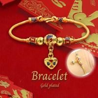 ราคา สร้อยข้อมือทอง หนัก 1บาท ลงยาลายกระดูกงูกลม ยาว 7นิ้ว สร้อยข้อมือทองปลอม เหมือนจริง สร้อยข้อมือทอง ทองโคลนนิ่ง ไม่ลอกไม่ดำ (16178067425)