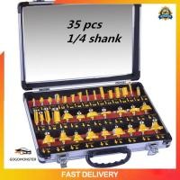 ราคา ชุดดอกเราเตอร์ 35 ชิ้น 1 4 เราเตอร์บิตตั้งก้านมืออาชีพทังสเตนคาร์ไบด์เราเตอร์บิตชุดเครื่องมือ (14705000909)