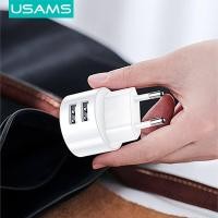 ราคา USAMS Dual USB Charger Traval ปลั๊กชาร์จสำหรับ iPhone Samsung 2 1A 2พอร์ต EU UK US ปลั๊กชาร์จไฟสำหรับ IOS Android โทรศัพท์มือถือเครื่องชาร์จ (4292396929)