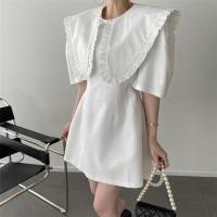 ราคา ชุดเดรส ชุดมินิเดรสทรงเอไลน์เอวสูงสีพื้นแขนยาวหรูหราสไตล์เกาหลี เดรสสีครีม ประดับโบว์สีขาวดำ คอปกตุ๊กตา (20185502716)