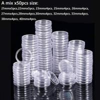 ราคา 10 25 50pcs lot Transparent Plastic Coinn Holder Coinn Collecting Box Case for Coins Storage Capsules Protection Boxes Container (19773867121)