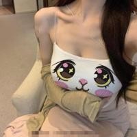 ราคา เสื้อกั๊กสั้น เสื้อสายเดี่ยวลายน้องตาหวาน เสื้อสายเดี่ยวครอปตาวิ้งๆ เสื้อครอปสายเดี่ยวเเฟชั่น (18850260551)