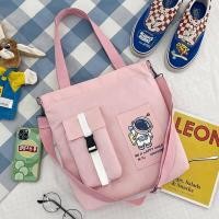 ราคา กระเป๋าสะพายผ้า สะพายข้าง สไตล์เกาหลี กระเป๋าสะพายข้างผ้าแคนวาส ด้านหน้ามี 2 ช่อง ข้างมีซิปช่องใหญ่ (19863273925)