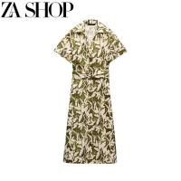 ราคา ZARAˉ ของแท้นำเข้าใหม่ของผู้หญิงเสื้อผ้าป็อปลินพิมพ์ลายขอบปกเสื้อผ้าตรงกับ Chatelaine ดอกไม้เสื้อแขนสั้นสไตล์0387165 (20126953586)