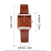 ราคา นาฬิกาแฟชั่น นาฬิกาผู้หญิง สายหนัง รุ่น 13021 หน้าปัดสี่เหลี่ยม หรูหรา (20708262819)