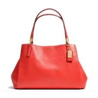 ราคา กระเป๋าถือ COACH แท้ รุ่นหรู จาก Shop หนังแท้ หนังนิ่ม สายหนังแท้ ช่องเยอะ สวยมาก COACH 27859 MADISON LEATHER CAFE CARRYALL BAG (1426624911)