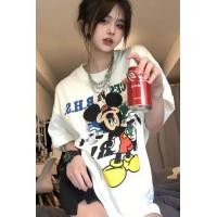 ราคา พร้อมส่ง เสื้อยืดแฟชั่น แขนสั้น คอกลม ผ้าไม่บาง ผ้าCOTTON100 สไตล์เกาหลี มิกกี้เม้าส์ สไตล์น่ารัก ทันสมัย เสื้อคู่รัก มีหลายไซซ์ ส่งด่วน (20919479578)