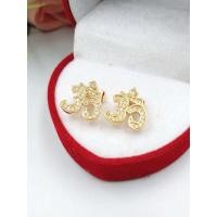 ราคา jewery33 K109 ต่างหูโอม เทพเจ้าแห่งความสำเร็จ พระพิฆเนศ 18k ประดับเพชรCZ (18176502872)
