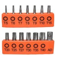 ราคา ชุดไขควงไขควง Torx แม่เหล็ก12ชิ้น25มม ป้องกันการงัดแงะ T5ดอกไขควงหัวจีบ T7 T8 T9 T10 T15 T20 T25 T27 T30 T40 T35 (20892174057)