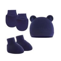 ราคา ﺴ King หมวกเด็กแรกเกิด ถุงมือ ถุงเท้า ผ้าฝ้าย 3ชิ้น สีพื้น 0 12เดือน (19888015582)