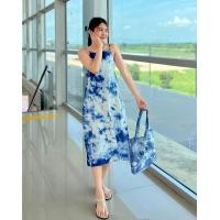 ราคา เดรสสายเดี่ยวมัดย้อม ทรงยาวโชว์หลัง สายผูกได้ 2 แบบ (20030623421)