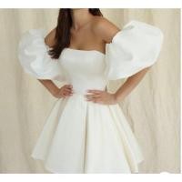 ราคา ผ้าซาตินแขนพองสำหรับชุดแต่งงานเสื้อผ้ากุลสตรีหนึ่งคู่ปิดสีขาวสีดำ (20836233782)