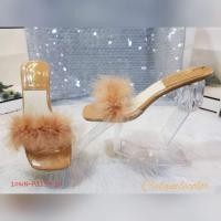 ราคา รองเท้าขนนกส้นแก้ว สูง 2 7 นิ้ว (16435177346)