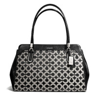 ราคา กระเป๋าถือ COACH แท้ รุ่นหรูจาก Shop ผ้าลาย Coach Op Art สายหนังแท้ ใบใหญ่ ช่องเยอะ ถือได้ สะพายขึ้นไหล่สวย COACH 25624 MADISON OP ART SATEEN KIMBERLY CARRYALL (12014699160)