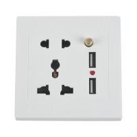 ราคา 2 1A Dual USB Wall Charger Socket Adapter Universial Power Outlet Panel wite Switch (19469309008)