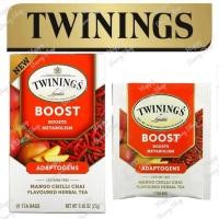 ราคา Twinings Boost Adaptogens Mango Chili Chai Herbal Tea ชาทไวนิงส์ ไม่มีคาเฟอีน ชาสมุนไพรสูตรเพื่อสุขภาพ Superblends Collection แบบกล่อง18ซอง ชาอังกฤษ นำเข้าจากต่างประเทศ (9648110517)