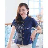 ราคา เสื้อผ้าฝ้ายพิมพ์ลายขอเจ้าฟ้าสิริวัณณวรี คอจีนกระดุมกระดิ่งแขนสั้น (15933798149)