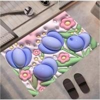 ราคา พรมเช็ดเท้า3D พรมดูดซับน้ำได้ดี พรมเช็ดเท้า พรมห้องน้ำ มียางกันลื่น ขนาด 40x60cm ลายดอกไม้ (20903370267)