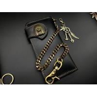 ราคา กระเป๋าสตางค์หนังแท้ โซ่ทองเหลืองแท้ กระเป๋าใบยาว กระเป๋าวินเทจ หนังวัวแท้ สีดำ โซ่ทองเหลืองแท้ พวงกุญแจ 01 (1890438713)