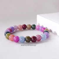 ราคา CRACKED AGATE หินเกล็ดมังกร หลากสี แบบแต่งสี ขนาด 8 มม สร้อยข้อมือ หินนำโชค by siamonlineshop (18213471769)