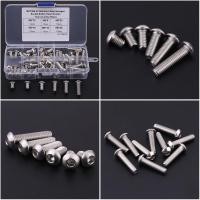 ราคา 60PCS M6 Stainless Steel Hex Socket Button Head Bolts Caps Screws Nuts Assortment Kit Hex Button Head Socket Caps Screws Fasteners Accessories Set with Box (19961393945)