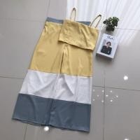 ราคา Aomshop ชุดเซ็ทเสื้อครอปสม้อคหลัง กางเกงขายาวดึงยางด้านหลังผ้าซาร่างานสาวอวบ (18790412793)