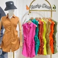 ราคา เดรสเชิ้ตแขนกุด Freshy Dress รูดเชือกด้านข้างสีสวยผ้าดีใส่สบาย ป้ายMetinee (17715100894)