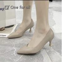 ราคา พร้อมส่งจากไทย รองเท้าคัชชูส้นสูงหัวแหลม สูง 2 5 นิ้ว รองเท้าส้นเข็ม รองเท้าแฟชั่น สินค้ายอดนิยม สีครีม (17528157835)