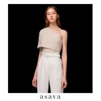 ราคา asava aw23 Asava One shoulder Cape Blouse เสื้อผู้หญิง ไหล่เดียว แขนเคป แต่งหนุนหัวไหล่ ซิปข้าง (20887344671)