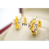 ราคา ต่างหูทองใบโพธิ์ฝังเพชร เพชรน้ำ100 พร้อมใบรับรองสินค้า เคลือบทองคำแท้100 (9481359815)