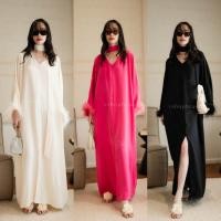 ราคา เดรสยาวทรงปล่อย แขนแต่งขนนก VSHOP (20491399401)