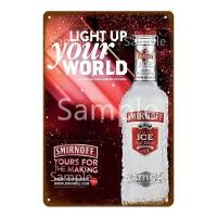 ราคา Amrican เครื่องดื่มเย็นๆ Smirnoff เหล้าองุ่นป้ายโลหะแผ่นเหล้กสำหรับบาร์ผับเบียร์สแต็กจานตกแต่งโฆษณาเครื่องตกแต่งฝาผนัง YM010 23T 0718 (19741354408)