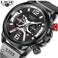 ราคา LIGEแท้จริงนาฬิกาผู้ชายหนังกันน้ำนาฬิกาอนาล็อกสไตล์สปอร์ตสำหรับ (6078536673)