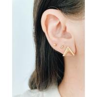 ราคา ต่างหูก้านเชฟรอน เงิน 925 ชุบทองแท้ ทอง 18 กะรัต (9861750271)