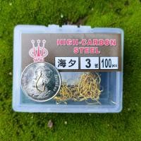 ราคา ตะขอเบ็ด เบ็ดทอง เบ็ดกล่อง ตะขอตกปลา ตะขอทอง แบบกล่อง 100 ชิ้น ต่อกล่อง (16440669282)