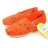 ราคา รองเท้า Toms Neon Coral Crochet ลูกไม้สีส้ม แท้100 พร้อมถุงผ้ากล่อง (15589521660)