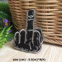 ราคา นิ้วกลาง มือ ตัวรีดติดเสื้อ อาร์มรีด อาร์มปัก ตกแต่งเสื้อผ้า หมวก กระเป๋า แจ๊คเก็ตยีนส์ Dark Embroidered Iron on Patch (15925261010)