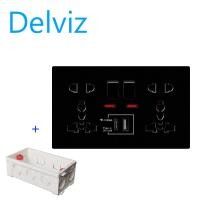 ราคา Delviz Type C interface socket EU UK US 5 hole wall mounted USB socket PD18W 3100mA smart fast charge 1A 1C charging node One piece large panel the size of the power socket is 146mm 86mm (17420600729)