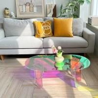 ราคา โต๊ะกาแฟ โต๊ะกาแฟสวยๆ โต๊ะกาแฟเล็กๆ Acrylic Coffee Table Iridescent Clear Acrylic Coffee Table Living Room Accent Table for Lounger RoomDepartment Homes Offices Decor (20998541785)